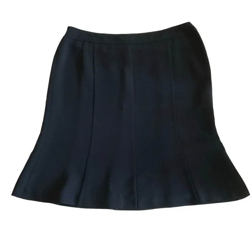 Ellen Tracy Midi Skirt Tulip Hem Navy Blue Side Zipper Closure Women Size 16